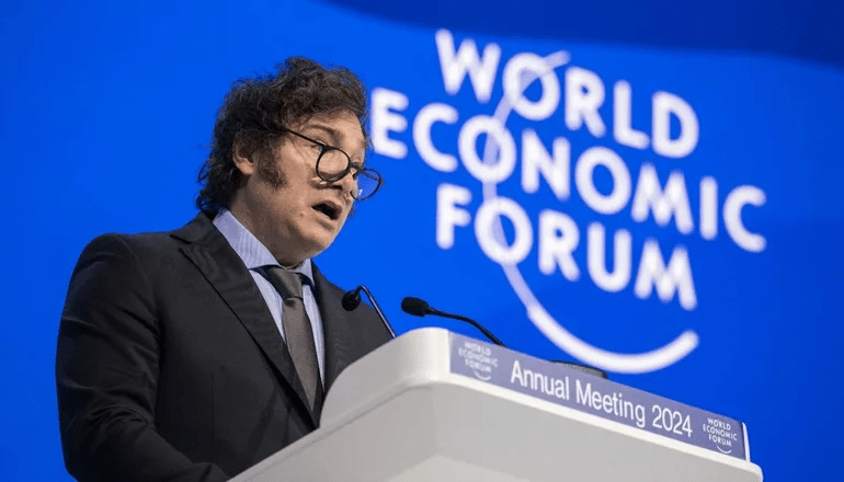 Milei - papelão em Davos